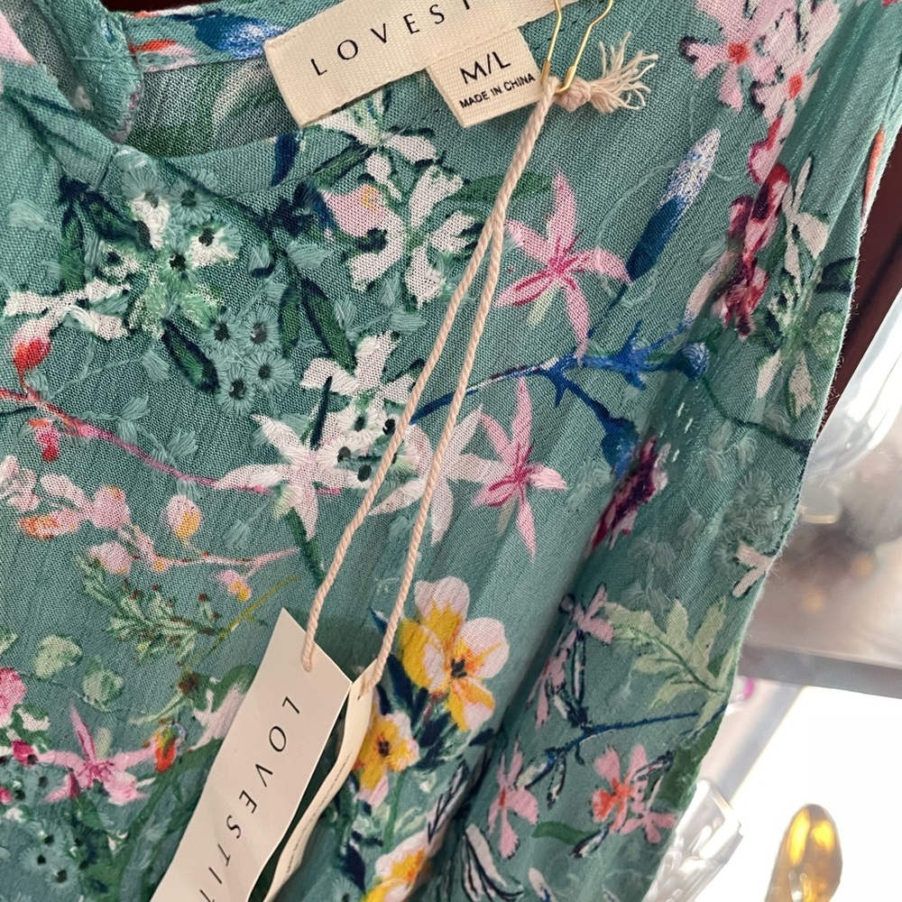 LoveStitch NWT one-of-a-kind Floral Print Green long summer dress. M/L